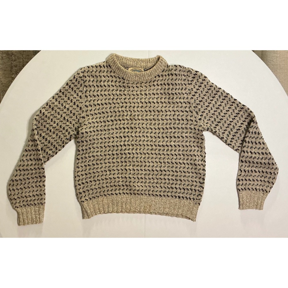 Environmental‎ Clothing Co Birds Eye Knit Sweater Mens Oatmeal Grey Made in USA